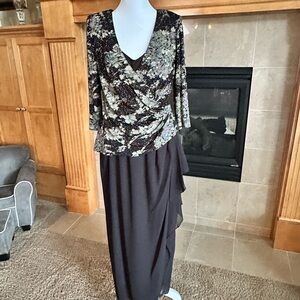 Alex Evenings Black and Silver Maxi Skirt